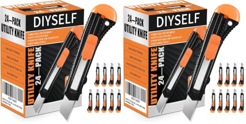 Image of DIYSELF Box Cutter, 48 Pack Box Cutters Retractable Razor Blades Utility Knife Opener Safety Snap off Knives for Warehouse Pen Hobby Modeling Pencil Exacto Knife