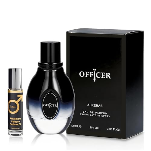 Image of AFLUXE Men's Eau de Parfum, Woody Fresh Cologne for Men, Long Lasting Modern Masculine Scent, 3.4 Fl Oz (100ml) Officer 100ml&Pheromone