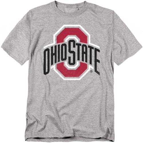 The Ohio State University Official Distressed Primary Logo Unisex Adult T Shirt Athletic Heather X-Large