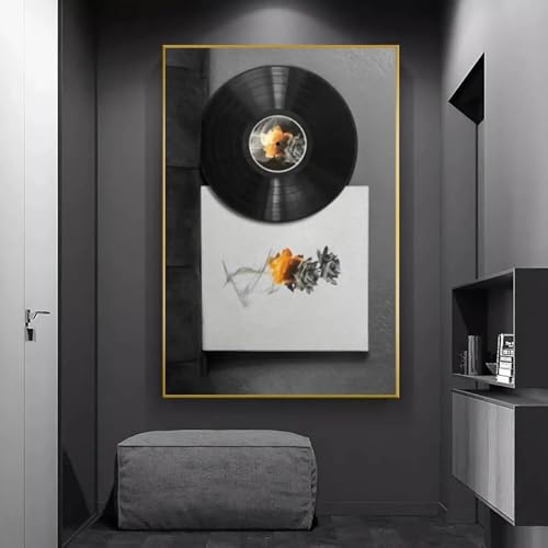 Décorer un mur vide facilement : affiches de disques vinyles rétro encadrées - 2