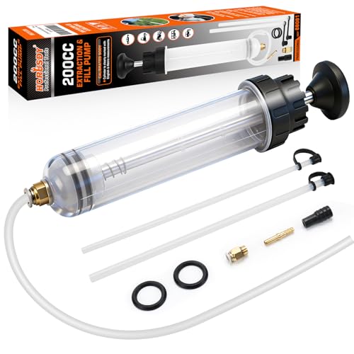 HORUSDY 200cc Fluid Extractor Syringe Oil Pump, Fluid Evacuator with 23' Flexible Hose, 12' Fine & Coarse Hoses, for Automotive, Motorcycle, Marine & Equipment Maintenance (9PCS)
