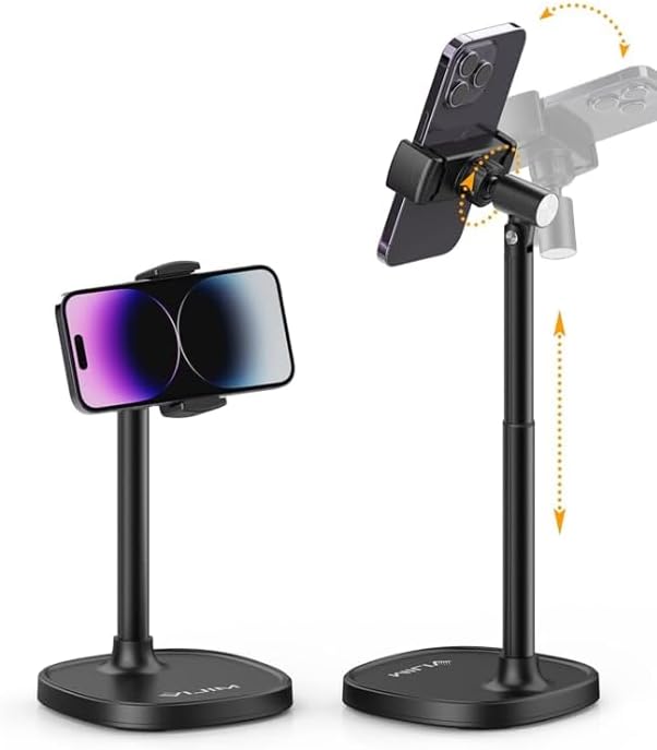 Mobile Phone Stand for Desk Angle Height Adjustable Phone Holder for filming Mobile Phone Accessories for iPhone 15 14 13 12 11 Pro XS XR Max, Samsung Galaxy S23 S22 S21 Huawei All Smartphones