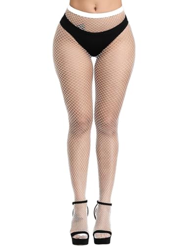 Image of Fishnet Stockings For Women High Waisted Fishnet Tights Sexy Wide Mesh Fishnet Stockings