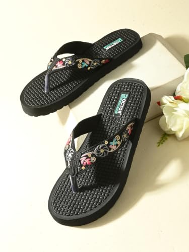 Image of DOCTOR HEALTH SUPER SOFT Women Flip Flops Slippers | Embroidered Comfortable Toe-Ring Sandals for Women | Lightweight Soft Cushioned Everyday Wear Casual Chappals