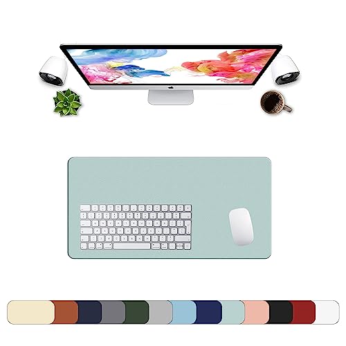 Tapis de souris XXL hydrorésistant en cuir menthe verte pour optimiser l'espace de votre bureau