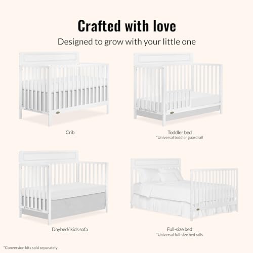 Image of Dream On Me Avery 5-in-1 Convertible Full-Size Baby Crib, White