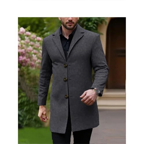 Men's Elegant Simple Single-Breasted Lapel Wrinkle-Resistant No-Iron Trench Coat Jacket2