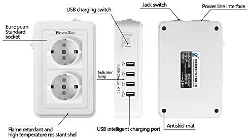 Futuresky 200W Voltage Converter International Travel Power Converter 220V to 110V 8A with 4 USB Charging Ports (White)