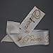 Ikooo 2 Pcs Prom King and Queen Satin Sash Gold Letter with Crown Sash