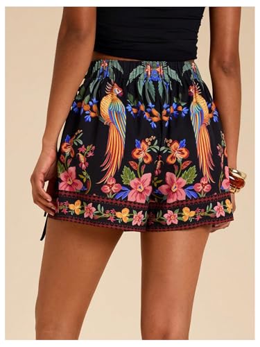 Image of SweatyRocks Women's Boho Mini Skirts Floral Shorts Tie Side Wrap Skorts