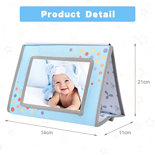Aolso Infant Tummy Time Soft Books - Double Sided Activity Book with Safe Mirror, Newborn Sensory Play Toys 0 months+ - Image 2