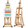 MEEDEN Versatile Studio H-Frame Easel - All Media Adjustable Beech Wood Studio Easel, Painting Floor Easel Stand, Movable and Tilting Flat Available, Holds Canvas Art up to 77