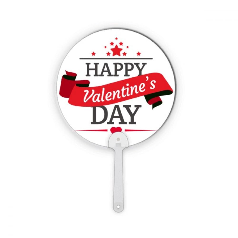 Éventail rond plastique rouge et noir Happy Valentine's Day à suspendre