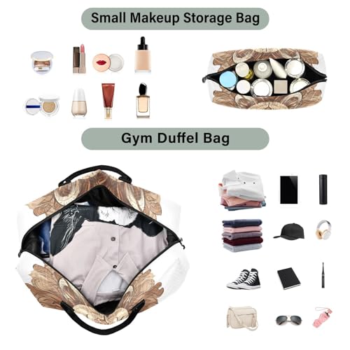 Large Travel Duffel Bag, Retro Lion Face Ethnic Sports Tote Gym Bag, Shoulder Weekender Overnight Bag for Women Men, Carry On Luggage with Toiletry Bags4