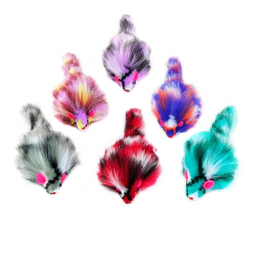 Chiwava 6 Stück 8 cm langhaarige pelzige Mäuse mit Rassel, Farbverlauf, kleines Katzenspielzeug, Maus, Kätzchen, interaktives Spielzeug Chiwava 6 Stück 8 cm langhaarige pelzige Mäuse mit Rassel, Farbverlauf, kleines Katzenspielzeug, Maus, Kätzchen, interaktives Spielzeug