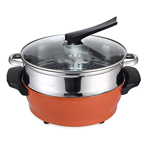 Xyanzi dianzhuguo Electric steamer，Electric Frying Pan with Glass Lid and Steaming, Non-Stick Surface and Cool Touch Handles | 1500W