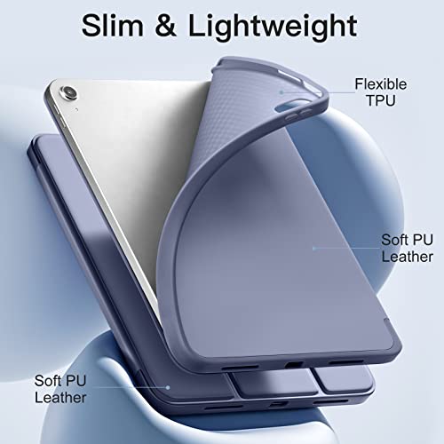 Image of Akkerds Compatible with iPad (A16) 11th Generation Case 11 Inch 2025, for iPad 10th Generation Case 10.9 Inch 2022 with Pencil Holder, Slim Trifold Stand Protective Cover with Soft TPU Back, Blue Gray