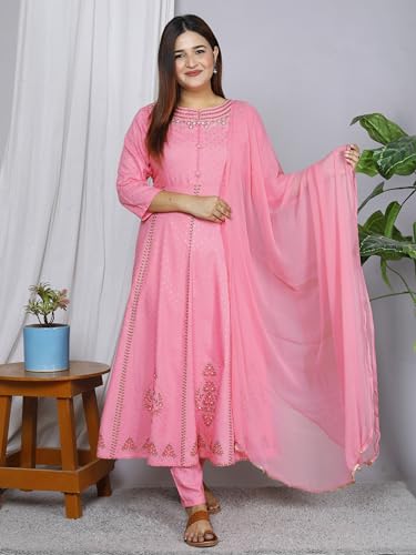 Image of Anarkali Kurta Pant Dupatta Set Embroidered