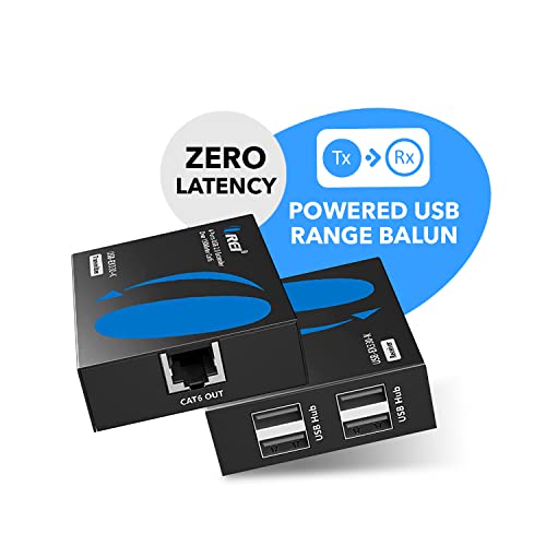 Image of OREI USB Over Ethernet Extender Upto 330 Feet - Extends USB 2.0 Signals Over LAN Ethernet with 2 Ports - Power Over Cable, Long Distance Extension & Support for all Operating Systems (USB-EX330-K)