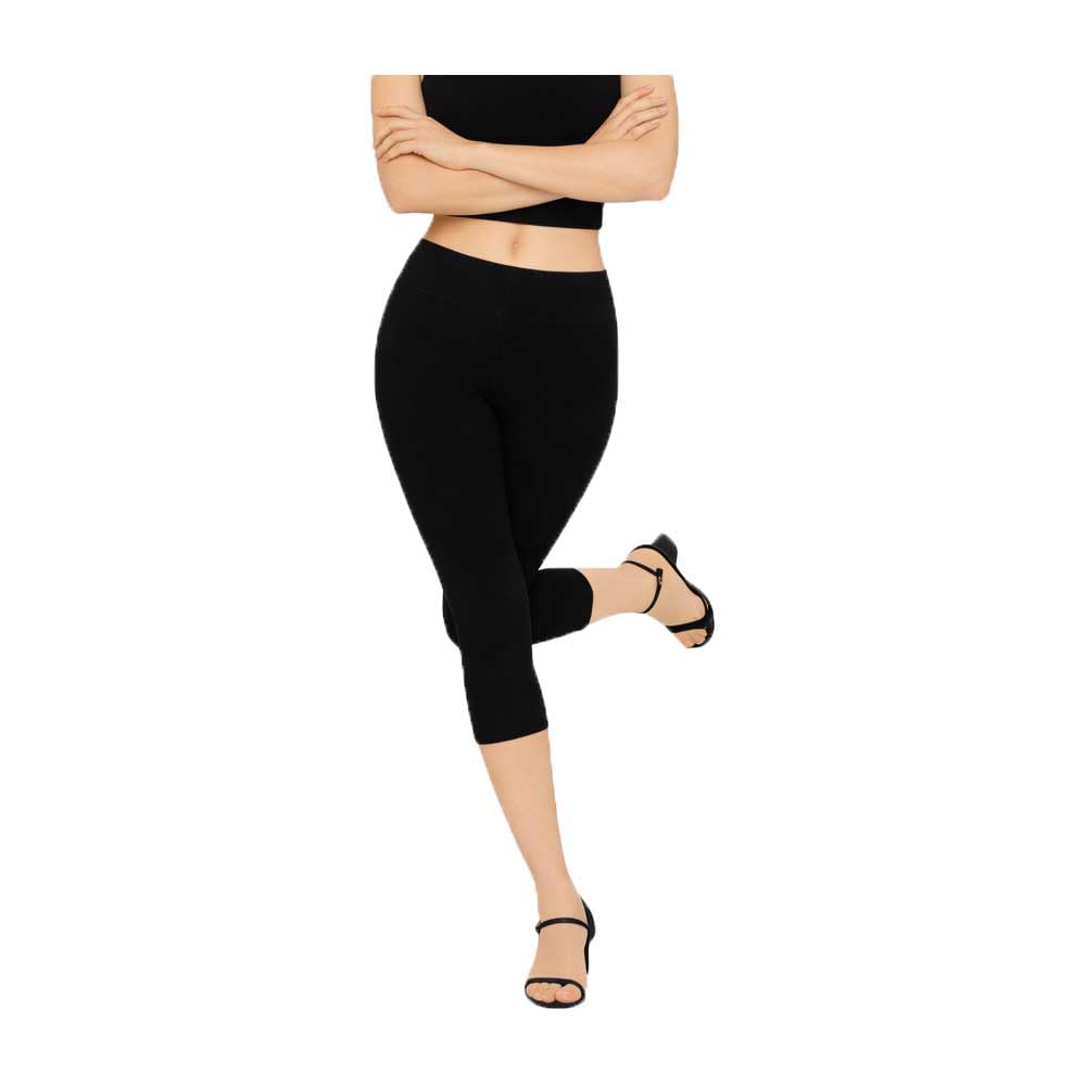 Womens Black Plain Capri Single Pack-image-39