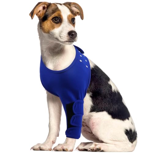 IECOii Dog Surgery Recovery Suit for Left Front Leg,Abrasion Resistant Leg Sleeve for Dogs to Stop Licking & Biting, Pet Leg Wound Protector, Cone Collar Alternative,Black-M M Black