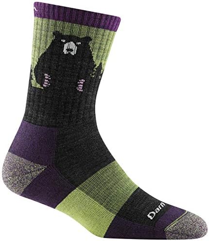 Darn Tough Women's Bear Town Micro Crew Lightweight with Cushion - Large Lime Merino Wool Socks for Hiking