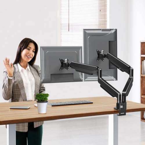 Image of MOUNT PRO Dual Monitor Stand for Max 43 Inch Ultrawide Computer Screen, Premium Aluminum Heavy Duty Monitor Arm Holds 6.6lbs to 33lbs, Gas Spring Full Motion Display Desk Stand, VESA Mount