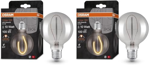 Ampoule LED Osram Vintage 1906 globe E27 fumée 3.4W blanc chaud lot de 2