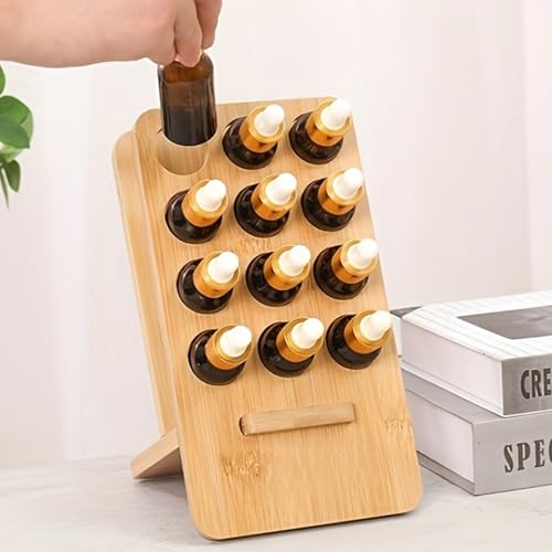 Honicemar 12 Loch Hölzern für Ätherisches Öl Display Ständer, Ständerhalter Aromatherapie Öle Organizer, Ätherische Öle Gestell Halter Organisator, Geeignet für Zuhause/Spa/Schminktisch/Büro
