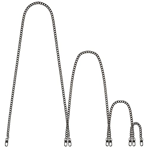 Replacement Flat Chains 4 Different Sizes Iron Bag Chains Purse Chains Shoulder Cross Body Chains Straps, with Metal Buckles for DIY Handbag Making 47.2