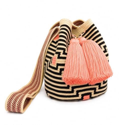 Mochila feminina Wayuu grande original bolsa tejida colombiana autêntica padrão de crochê presente da Colômbia