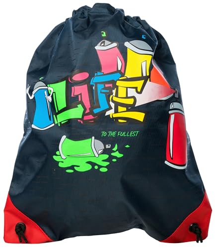 Sac à chaussures pour enfants bleu graffiti résistant 39x33.5cm