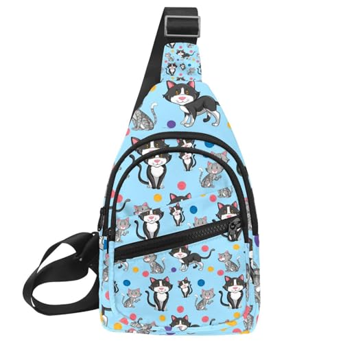 Mochila cruzada multicolor con gatos, bolsa de pecho ligera de 30x18x4 cm 1