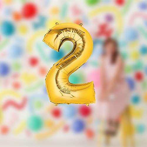 Image of AMFIN 17 inch 2 Number Foil Balloon, Birthday Decoration Items [Helium Supported] - Gold
