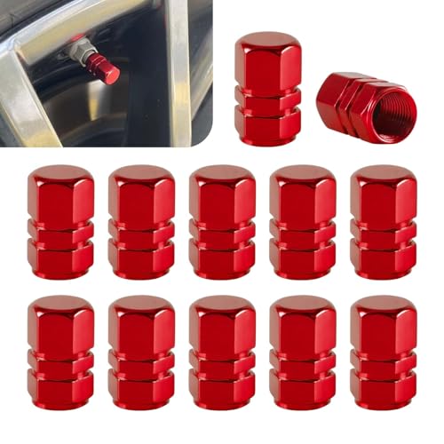 Zikefest 12PCS Tire Valve Stem Caps, Anodized Aluminum Tire Valve Caps, Car Stem Covers Accessories, Universal for Cars, Trucks, Motorcycles, Bikes (Red)