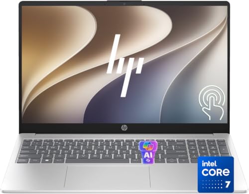 Image of HP 15.6 inch FHD IPS Touchscreen Laptop, Intel Core 7 150U, 8GB RAM, 256GB SSD, 2026 Edition, Copilot Key, Wi-Fi 6, Numeric Keypad, Windows 11, Thin & Lightweight Laptop for Business & Students