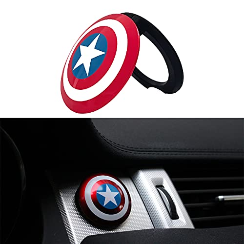 AOSK Iron Man Style Bat Man 2PCS Set Car Engine Start Stop Button Cover Push Start Button Cover Anti-Scratch Car Engine Decoration Cover (Captain America)