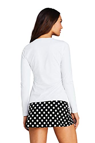 Lands' End Womens Long Sleeve Swim Tee Rash Guard White Regular Small