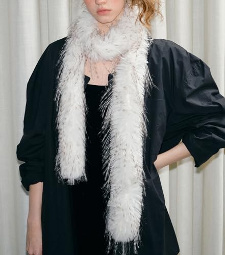 Faux Fur Scarf for Women/Ladies/Teen Girls, Fall Winter Fashion Neck Shrug Slim Long Scarf Y2K Accessories2