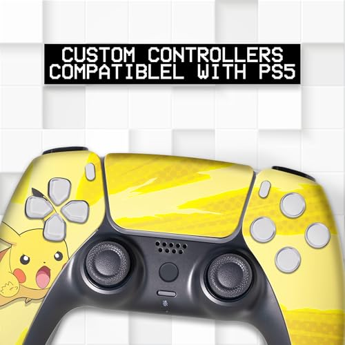 Image of Pikachhu Custom PS-5 Controller Wireless compatible with Play-Station 5 Console by BCB Controllers | Proudly Customized in USA with Permanent HYDRODIP Printing(NOT JUST A SKIN)(MODDED)