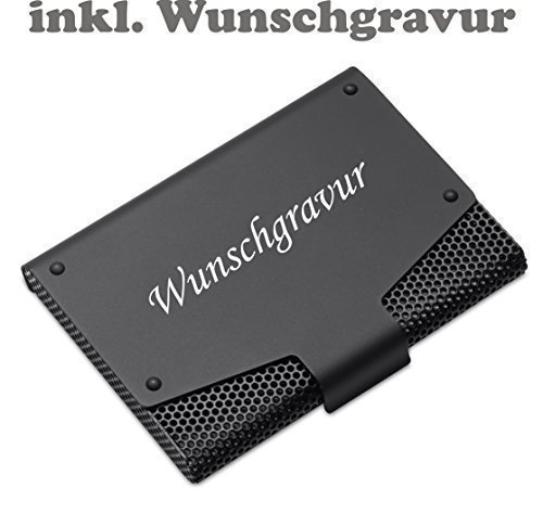 Preisvergleich Produktbild Trendiges Visitenkartenetui Visitenkartenbox mit Gravur graviert Aluminium anthrazitfarben
