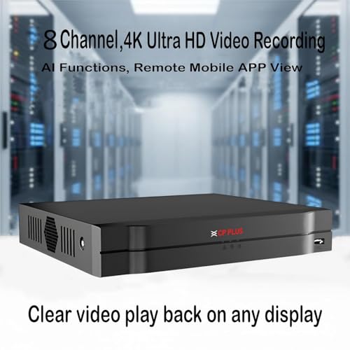 Image of CP Plus 8Ch. 4K Network Video Recorder, Up to 8 Channel IP Camera Input, Instastream, H.265+ Compression, MJPEG Decoding, Support 1 SATA HDD up to 20TB Each, 80Mbps Incoming [CP-UNR-4K2081-V4]