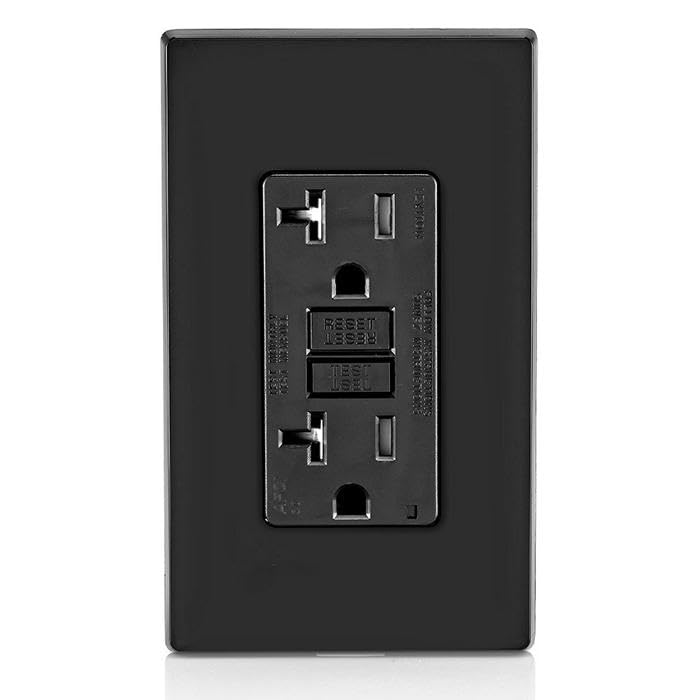 Image of Leviton AFCI Outlet, 20 Amp, Self Test, Tamper-Resistant with LED Indicator Light, Protection from Electrical Fires, AFTR2-E, Black