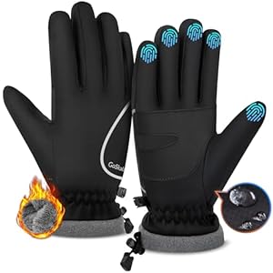 GoSkala Winter Gloves for Women Men, Waterproof and Warm, Thermal with Touchscreen Fingers Gloves for Cold Weather Cycling Running Working Outdoor Activities, Black