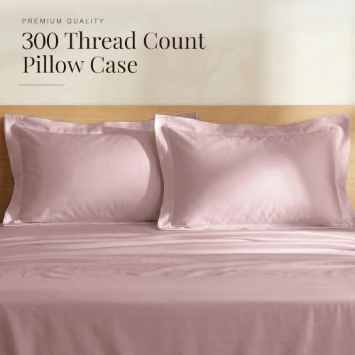 Image of Huesland Premium 100% Cotton Luxe Soft Touch 300 Thead Count Pillow Cover Set of 2 - Cameo Pink