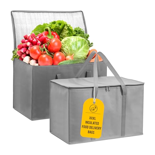 Insulated Food Delivery Bag, Reusable Grocery Tote, 3X-Large