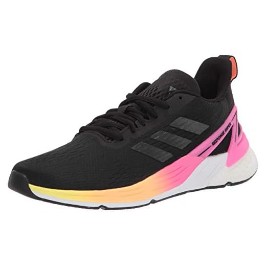 adidas Tênis feminino de corrida Super Response, Preto/preto/preto/amarelo de alta resolução, 5