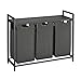 VASAGLE Wäschekorb 3 Fächer, Wäschesammler mit Ablage, Wäschebox, Wäschesack aus Oxford-Gewebe ausziehbar abnehmbar, Metallrahmen, 3 x 38 L, 92,5 x 33 x 72 cm, schwarz-grau BLH301G01 Baby,Schwarz günstig Kaufen-VASAGLE Wäschekorb 3 Fächer, Wäschesammler mit Ablage, Wäschebox, Wäschesack aus Oxford-Gewebe ausziehbar abnehmbar, Metallrahmen, 3 x 38 L, 92,5 x 33 x 72 cm, schwarz-grau BLH301G01