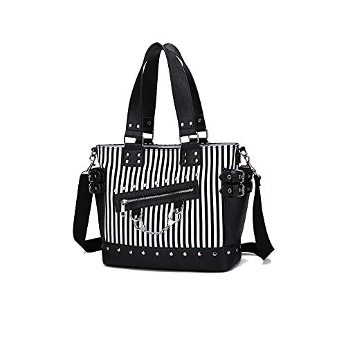 Bolso de mano de lona punk con remaches para mujer miniatura 1