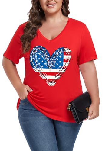 Image of ForHailey Women's Plus Size Short Sleeve Tee Shirt V Neck Basic Ladies Loose Fit T Shirt 1X-5X